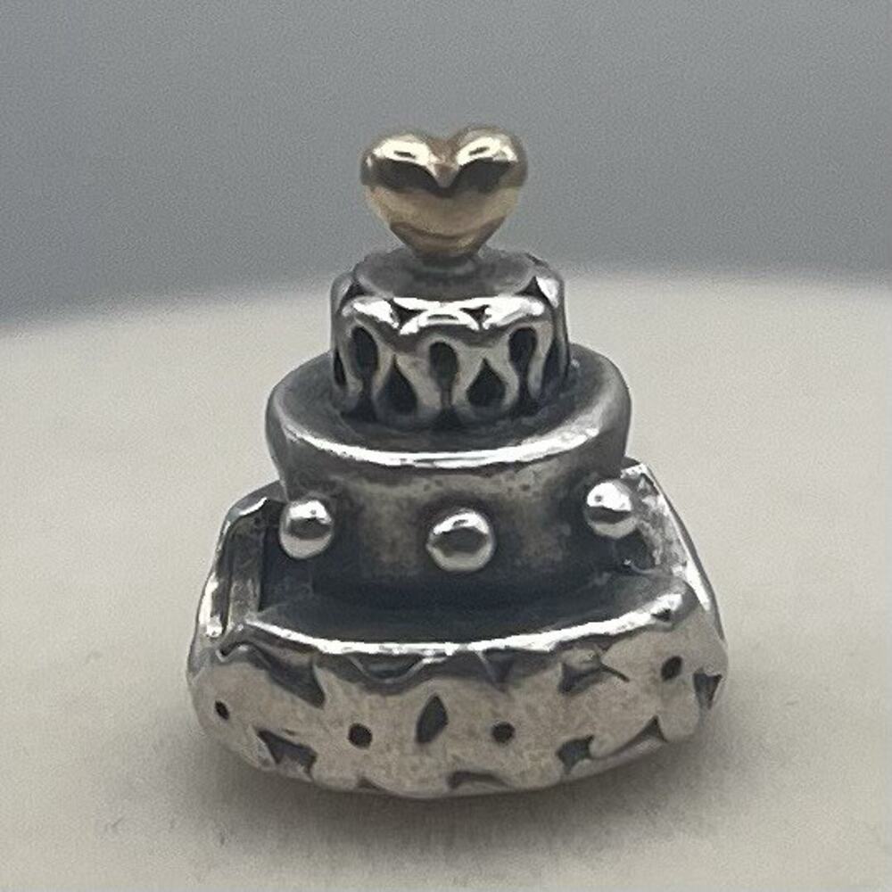 Pandora Wedding Cake Charm Sterling Silver 925 & 14k Gold Anniversary Gift